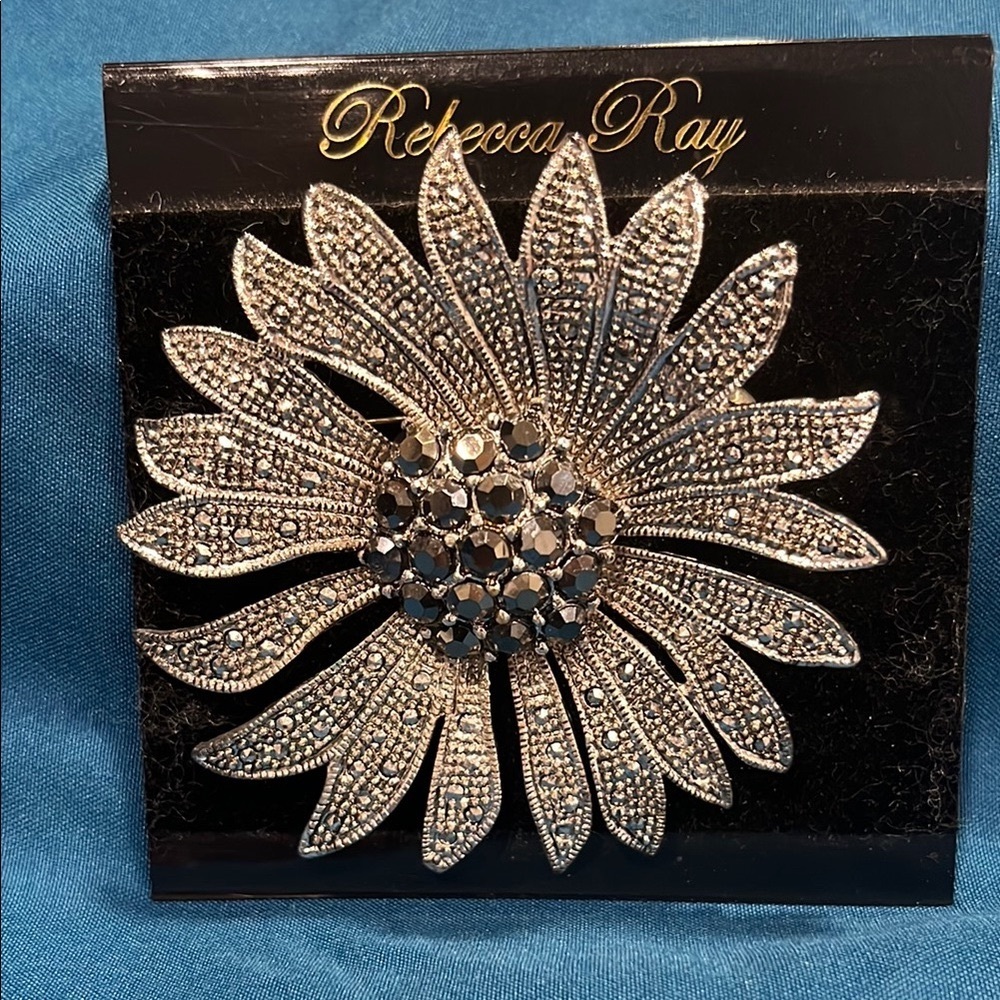 Large Silver Floral Brooch Rebecca Ray Daisy